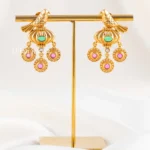 Multi Color Gold Plated Traditional Earrings- EAR002873
