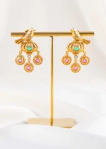 Multi Color Gold Plated Traditional Earrings- EAR002873