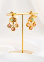 Multi Color Gold Plated Traditional Earrings- EAR002873 - Image 3