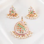 Multi-Color Oval Pearl Chandelier Pendant (Yellow Gold) PSET02474