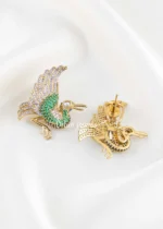 Multi Color Victorian Finish Kundan, Diamond Earrings- EAR002874 - Image 3