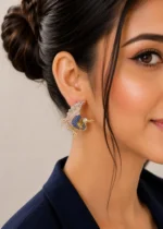 Multi Color Victorian Finish Kundan, Diamond Earrings- EAR002875 - Image 4