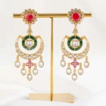 Multi Color Victorian Finish Kundan Earrings- EAR002867