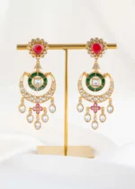 Multi Color Victorian Finish Kundan Earrings- EAR002867