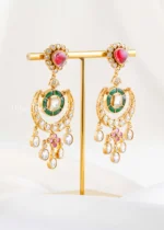 Multi Color Victorian Finish Kundan Earrings- EAR002867 - Image 2