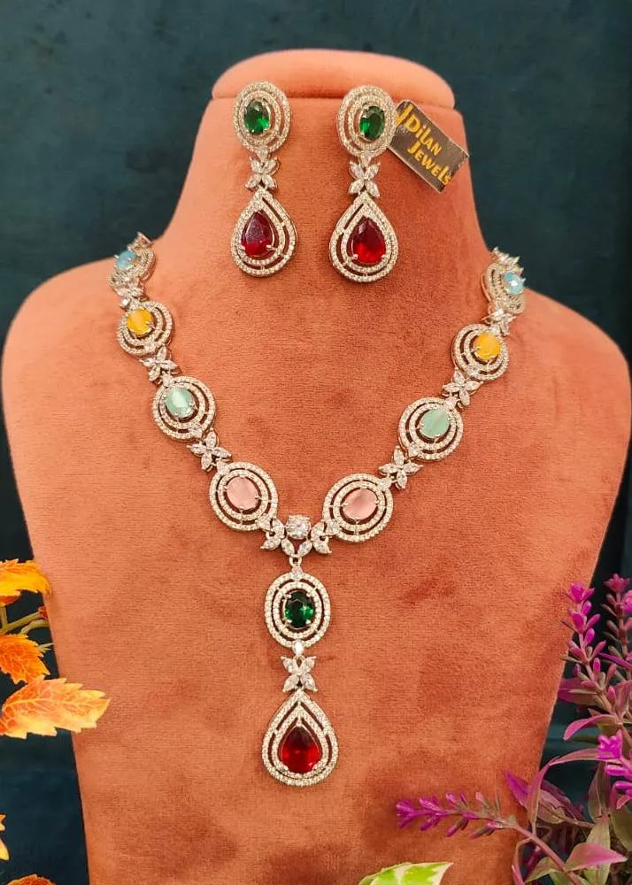 Multi-Colored-Diamond-Necklace-Set-NEC27012302a Multi-Colored Diamond Necklace Set- NEC27012302 - Image 1