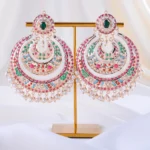Multi-Gem Filigree Chandelier Pearl Earring (Yellow Gold) EAR002336