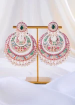 Multi-Gem Filigree Chandelier Pearl Earring (Yellow Gold) EAR002336