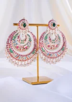 Multi-Gem Filigree Chandelier Pearl Earring (Yellow Gold) EAR002336 - Image 3