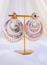 Multi-Gem Filigree Chandelier Pearl Earring (Yellow Gold) EAR002336 - Image 4