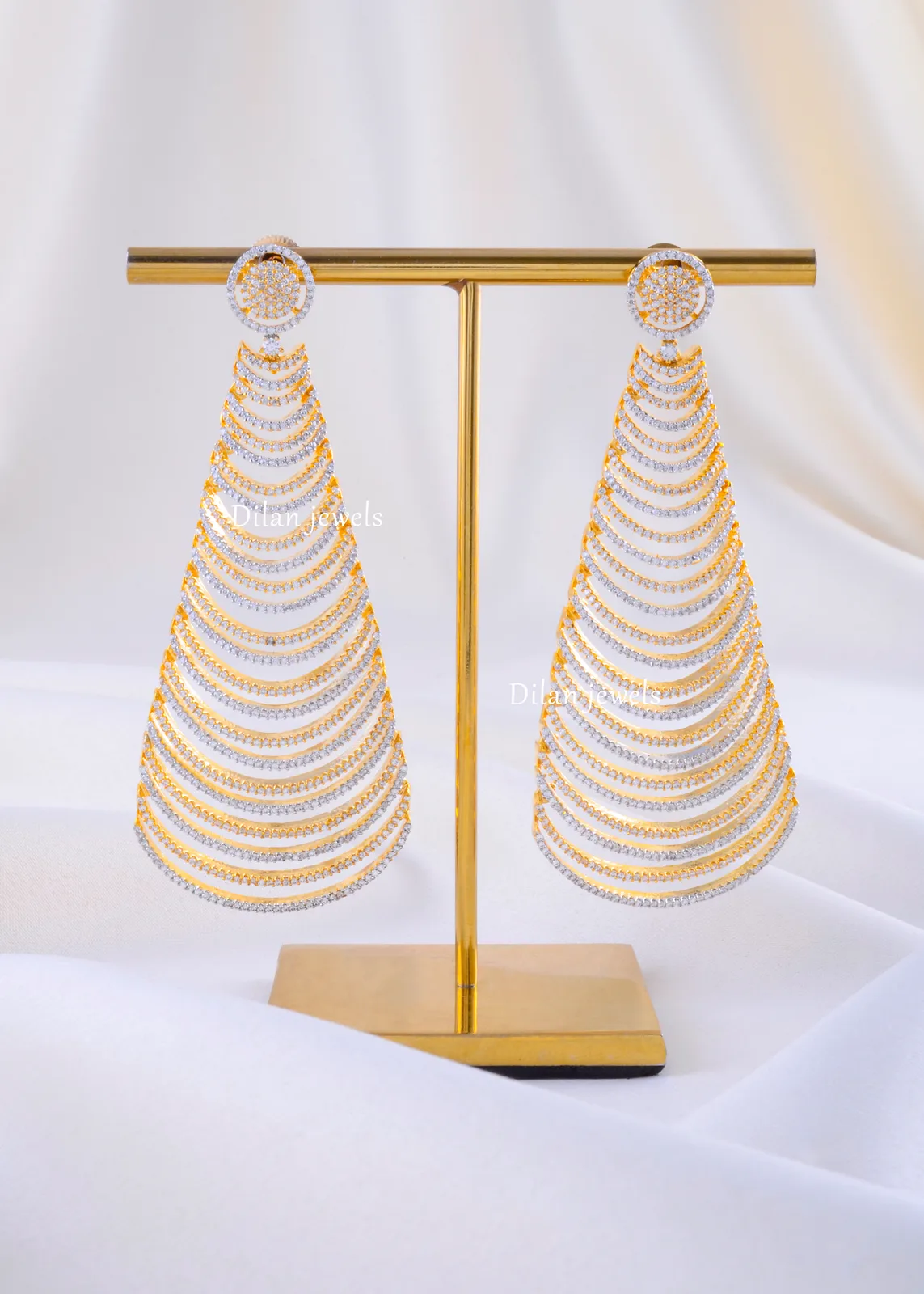 Multi-Layer-Sparkle-Drop-Earring-Yellow-Gold-EAR002328a Multi-Layer Sparkle Drop Earring (Yellow Gold) EAR002328 - Image 1