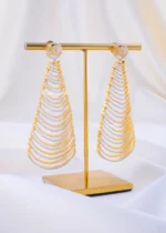 Multi-Layer Sparkle Drop Earring (Yellow Gold) EAR002328 - Image 2