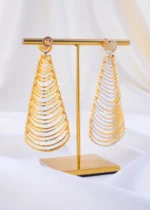 Multi-Layer Sparkle Drop Earring (Yellow Gold) EAR002328 - Image 3