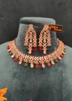 Multi-colored Marquise Diamond Necklace Set (Rose-Gold)- NEC17022303 - Image 3
