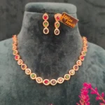 Multi-colored Pear Drop Necklace Set (Rose-Gold)- NEC02032301