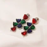Multicolor Danglers (Silver) EAR000464