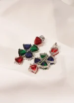 Multicolor Danglers (Silver) EAR000464 - Image 2