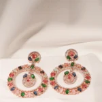 Multicolor Full Moon Earrings (Rose Gold) EAR000459