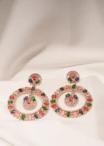 Multicolor Full Moon Earrings (Rose Gold) EAR000459