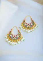Multicolor Kundan Baali Earrings (Yellow Gold) EAR001017 - Image 2