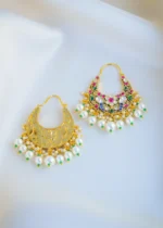 Multicolor Kundan Baali Earrings (Yellow Gold) EAR001017 - Image 3
