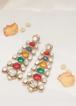 Multicolor Kundan Danglers (Victorian Gold) EAR000576