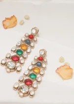Multicolor Kundan Danglers (Victorian Gold) EAR000576 - Image 2