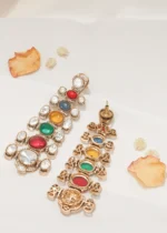 Multicolor Kundan Danglers (Victorian Gold) EAR000576 - Image 3