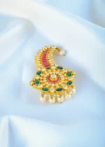 Multicolor Pachi Kundan Kalgi for Men (Yellow Gold) KALGI1117 - Image 3