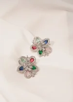 Multicolor Stud Earrings (Silver) EAR000438 - Image 3