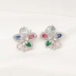 Multicolor Stud Earrings (Silver) EAR000725