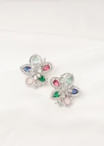 Multicolor Stud Earrings (Silver) EAR000725 - Image 2