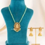 Auspicious Green Beaded Ganesha Set (Yellow Gold) NEC002488