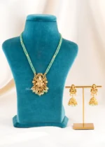 Auspicious Green Beaded Ganesha Set (Yellow Gold) NEC002488