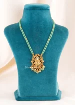 Auspicious Green Beaded Ganesha Set (Yellow Gold) NEC002488 - Image 2