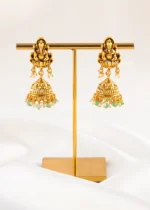 Auspicious Green Beaded Ganesha Set (Yellow Gold) NEC002488 - Image 3