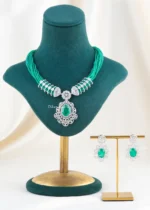 Green Majesty German Silver Bridal Set (Silver) NEC002490
