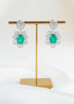 Green Majesty German Silver Bridal Set (Silver) NEC002490 - Image 3