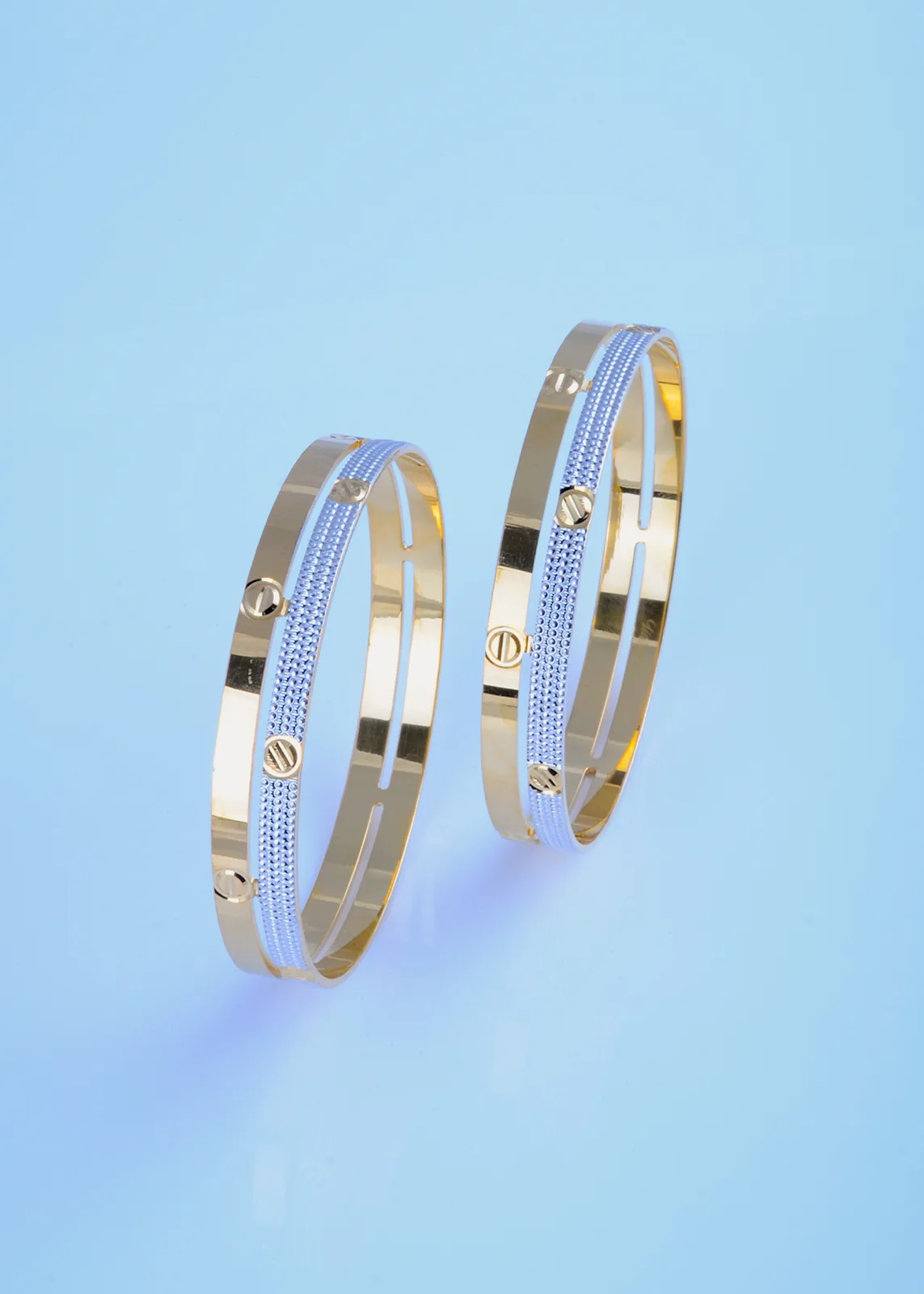 Nail-Imprint-Bangles-Yellow-Gold-BAN000980a Nail Imprint Bangles (Yellow Gold) BAN000980 - Image 1