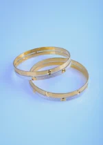 Nail Imprint Bangles (Yellow Gold) BAN000980 - Image 3