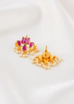 Navrang Lotus Pearl Necklace Set (Yellow Gold) NEC002710 - Image 3