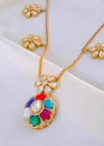 Navrang Phool Necklace Set (Antique Gold) NEC002014