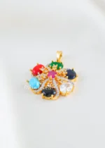 Navratna Bloom Pendant Set (Yellow Gold) PSET02591 - Image 2