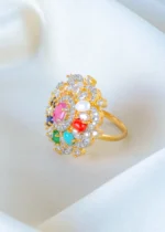 Navratna Diamond ring (Yellow Gold) RING01382 - Image 3