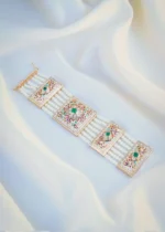 Navratna Jadau Pearl Bracelet (Yellow Gold) BRA001038