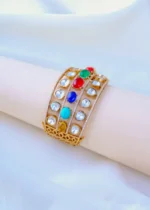 Navratna Polki Bracelet (Victorian Gold) BRA000819 - Image 3