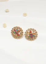 Navratna Polki Studs (Antique Gold) EAR000570