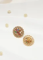 Navratna Polki Studs (Antique Gold) EAR000570 - Image 4