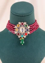 Navratna Royale Necklace Set (Black Rhodium) NEC002711 - Image 2