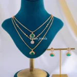 Nayantara Layered Green Polki Set (Antique Gold) NEC002152